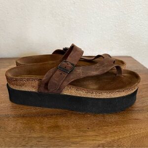 Naot Tahoe Thong Dark Brown Leather Platform Sandal Size 7-7.5 US